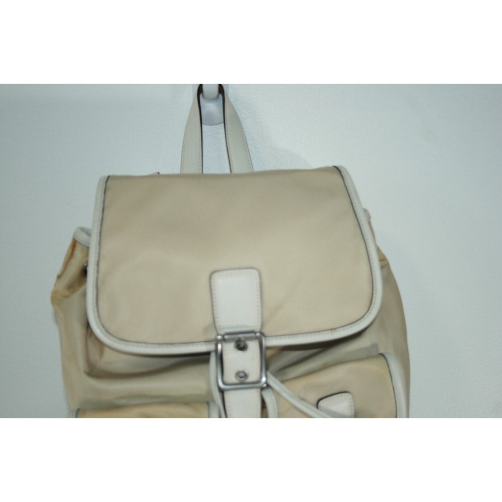 Coach Tan Nylon Double Pocket Drawstring Women's Backpack Purse Bag 6258 - Picture 2 of 12